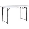 imageGoplus 4ft Folding Table 48 x 24 Inch Indoor Outdoor Foldable Plastic Folding Tables Height Adjustable Portable Rectangular Utility Card Table wHandle for Picnic Party Dining Camping White