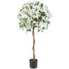imageGoplus 53 Bougainvillea Artificial Tree Faux Silk Flower Tree in Pot w 576 Flowers 288 Leaves Tall Fake Floor Plant Artificial Plants for Indoor Outdoor Bedroom Living Room DecorWhite