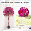 imageGoplus 53 Bougainvillea Artificial Tree Faux Silk Flower Tree in Pot w 576 Flowers 288 Leaves Tall Fake Floor Plant Artificial Plants for Indoor Outdoor Bedroom Living Room DecorRed