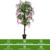 imageGoplus 6FT Ficus Artificial Tree Fake Wisteria Tree in Nursery Pot Greenery Faux Floor Plant Tall Artificial Plants for Indoor Outdoor Bedroom Living Room DecorRosy