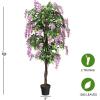 imageGoplus 6FT Ficus Artificial Tree Fake Wisteria Tree in Nursery Pot Greenery Faux Floor Plant Tall Artificial Plants for Indoor Outdoor Bedroom Living Room DecorRosy