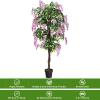imageGoplus 6FT Ficus Artificial Tree Fake Wisteria Tree in Nursery Pot Greenery Faux Floor Plant Tall Artificial Plants for Indoor Outdoor Bedroom Living Room DecorRosy