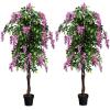 imageGoplus 6FT Ficus Artificial Tree Fake Wisteria Tree in Nursery Pot Greenery Faux Floor Plant Tall Artificial Plants for Indoor Outdoor Bedroom Living Room DecorRosy