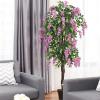 imageGoplus 6FT Ficus Artificial Tree Fake Wisteria Tree in Nursery Pot Greenery Faux Floor Plant Tall Artificial Plants for Indoor Outdoor Bedroom Living Room DecorRosy