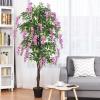 imageGoplus 6FT Ficus Artificial Tree Fake Wisteria Tree in Nursery Pot Greenery Faux Floor Plant Tall Artificial Plants for Indoor Outdoor Bedroom Living Room DecorRosy