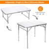 imageGoplus Aluminum Folding Tables Height Adjustable Portable Camping Table Heavy Duty Small Card Table Utility Table White Foldable Table for Indoor Outdoor Dining Party BBQ Picnic
