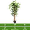 imageGoplus Artificial Bamboo Tree 5ft Tall Faux Bamboo Plant Large Fake Tree with Leaves and Natural Trunk Greenery Floor Artificial Plants in Pots for Home Office Living Room Indoor Outdoor Decor