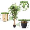imageGoplus Artificial Bamboo Tree 5ft Tall Faux Bamboo Plant Large Fake Tree with Leaves and Natural Trunk Greenery Floor Artificial Plants in Pots for Home Office Living Room Indoor Outdoor Decor