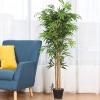 imageGoplus Artificial Bamboo Tree 5ft Tall Faux Bamboo Plant Large Fake Tree with Leaves and Natural Trunk Greenery Floor Artificial Plants in Pots for Home Office Living Room Indoor Outdoor Decor