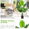 imageGoplus Artificial Monstera Deliciosa Plant 4ft Tall Fake Tropical Palm Tree w10 Pcs Different Turtle Leaves CementFilled Plastic Pot Faux Swiss Cheese Plant for Floor Home Office Decor 2 Pack4ft2