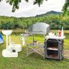 imageGoplus Camping Kitchen Table Portable Outdoor Cooking Table with Storage 26 Tabletop Detachable Windscreen Camp Cook Station Folding Grill Table for Tailgating BBQ Picnic Backyard Beach RVGrey