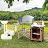 imageGoplus Camping Kitchen Table Portable Outdoor Cooking Table with Storage 26 Tabletop Detachable Windscreen Camp Cook Station Folding Grill Table for Tailgating BBQ Picnic Backyard Beach RVBrown