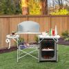 imageGoplus Camping Kitchen Table Portable Outdoor Cooking Table with Storage 26 Tabletop Detachable Windscreen Camp Cook Station Folding Grill Table for Tailgating BBQ Picnic Backyard Beach RVGrey