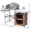 imageGoplus Camping Kitchen Table Portable Outdoor Cooking Table with Storage 26 Tabletop Detachable Windscreen Camp Cook Station Folding Grill Table for Tailgating BBQ Picnic Backyard Beach RVBrown