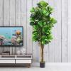 imageGoplus Fake Fiddle Leaf Fig Tree 4FT Tall Artificial Tree Greenery Plants in Pots Decorative Faux Trees for Indoor Home OfficeGreen