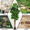 imageGoplus Fake Fiddle Leaf Fig Tree 4FT Tall Artificial Tree Greenery Plants in Pots Decorative Faux Trees for Indoor Home OfficeGreen