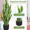imageGoplus Fake Snake Plant 2 Pack 36quot Tall Artificial Potted Floor Plant Large Faux Sansevieria Plant with 6 Pot and 20pcs Leaves for Living Room House Modern Office Indoor DecorGolden