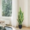 imageGoplus Fake Snake Plant 2 Pack 36quot Tall Artificial Potted Floor Plant Large Faux Sansevieria Plant with 6 Pot and 20pcs Leaves for Living Room House Modern Office Indoor DecorGolden