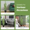 imageGoplus Fake Snake Plant 2 Pack 36quot Tall Artificial Potted Floor Plant Large Faux Sansevieria Plant with 6 Pot and 20pcs Leaves for Living Room House Modern Office Indoor DecorGolden  2 Pack