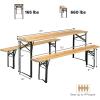 imageGoplus Foldable Picnic Table with Benches 3Piece 70 Portable Beer Garden Table with Sturdy Steel Frame Folding Wooden Picnic Tables for Outdoors Patio Backyard