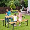 imageGoplus Foldable Picnic Table with Benches 3Piece 70 Portable Beer Garden Table with Sturdy Steel Frame Folding Wooden Picnic Tables for Outdoors Patio Backyard