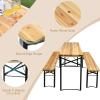 imageGoplus Foldable Picnic Table with Benches 3Piece 70 Portable Beer Garden Table with Sturdy Steel Frame Folding Wooden Picnic Tables for Outdoors Patio Backyard