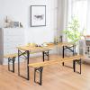 imageGoplus Foldable Picnic Table with Benches 3Piece 70 Portable Beer Garden Table with Sturdy Steel Frame Folding Wooden Picnic Tables for Outdoors Patio Backyard