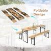 imageGoplus Foldable Picnic Table with Benches 3Piece 70 Portable Beer Garden Table with Sturdy Steel Frame Folding Wooden Picnic Tables for Outdoors Patio Backyard