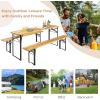 imageGoplus Foldable Picnic Table with Benches 3Piece 70 Portable Beer Garden Table with Sturdy Steel Frame Folding Wooden Picnic Tables for Outdoors Patio Backyard