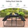 imageGoplus Foldable Picnic Table with Benches Rectangular Camping Table Set with Metal Frame Folding Indoor Outdoor Dining Table Set for Garden Patio Backyard WhiteBlack