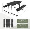 imageGoplus Foldable Picnic Table with Benches Rectangular Camping Table Set with Metal Frame Folding Indoor Outdoor Dining Table Set for Garden Patio Backyard WhiteBlack