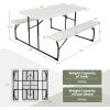 imageGoplus Foldable Picnic Table with Benches Rectangular Camping Table Set with Metal Frame Folding Indoor Outdoor Dining Table Set for Garden Patio Backyard WhiteWhite