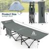 imageGoplus Folding Camping Cot 275quot Sleeping Cot for Adults with Carry Bag 600LBS Weight Capacity Slanted Head Side Pocket Heavy Duty Portable Camping Bed for Kids Beach Office Snap BlueGrey