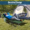 imageGoplus Folding Camping Cot 275quot Sleeping Cot for Adults with Carry Bag 600LBS Weight Capacity Slanted Head Side Pocket Heavy Duty Portable Camping Bed for Kids Beach Office Snap BlueGreen