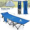 imageGoplus Folding Camping Cot 275quot Sleeping Cot for Adults with Carry Bag 600LBS Weight Capacity Slanted Head Side Pocket Heavy Duty Portable Camping Bed for Kids Beach Office Snap BlueBlue