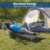 imageGoplus Folding Camping Cot 275quot Sleeping Cot for Adults with Carry Bag 600LBS Weight Capacity Slanted Head Side Pocket Heavy Duty Portable Camping Bed for Kids Beach Office Snap BlueGrey