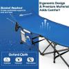 imageGoplus Folding Camping Cot 275quot Sleeping Cot for Adults with Carry Bag 600LBS Weight Capacity Slanted Head Side Pocket Heavy Duty Portable Camping Bed for Kids Beach Office Snap BlueBlue