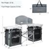 imageGoplus Folding Camping Kitchen Table with Storage Aluminum Portable Outdoor Cooking Table with Windscreen Foldable Camp Table Cook Station for BBQ Grill Party Picnics 68D x 19W x 435H in BlackGrey