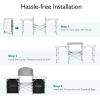 imageGoplus Folding Camping Kitchen Table with Storage Aluminum Portable Outdoor Cooking Table with Windscreen Foldable Camp Table Cook Station for BBQ Grill Party Picnics 68D x 19W x 435H in BlackBlack