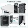 imageGoplus Folding Camping Kitchen Table with Storage Aluminum Portable Outdoor Cooking Table with Windscreen Foldable Camp Table Cook Station for BBQ Grill Party Picnics 68D x 19W x 435H in BlackGrey