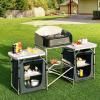 imageGoplus Folding Camping Kitchen Table with Storage Aluminum Portable Outdoor Cooking Table with Windscreen Foldable Camp Table Cook Station for BBQ Grill Party Picnics 68D x 19W x 435H in BlackGrey