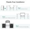imageGoplus Folding Camping Kitchen Table with Storage Aluminum Portable Outdoor Cooking Table with Windscreen Foldable Camp Table Cook Station for BBQ Grill Party Picnics 68D x 19W x 435H in BlackGrey