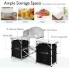 imageGoplus Folding Camping Kitchen Table with Storage Aluminum Portable Outdoor Cooking Table with Windscreen Foldable Camp Table Cook Station for BBQ Grill Party Picnics 68D x 19W x 435H in BlackBlack