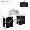 imageGoplus Folding Camping Kitchen Table with Storage Aluminum Portable Outdoor Cooking Table with Windscreen Foldable Camp Table Cook Station for BBQ Grill Party Picnics 68D x 19W x 435H in BlackBlack