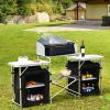imageGoplus Folding Camping Kitchen Table with Storage Aluminum Portable Outdoor Cooking Table with Windscreen Foldable Camp Table Cook Station for BBQ Grill Party Picnics 68D x 19W x 435H in BlackBlack