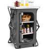 imageGoplus Folding Camping Storage Cabinet Pop Up Outdoor Camping Kitchen Station with Large 3Tier Storage Organizer Carry Bag Easy Set Up Portable Compact Camping Table for BBQ Picnic Backyard 5535