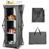 imageGoplus Folding Camping Storage Cabinet Pop Up Outdoor Camping Kitchen Station with Large 3Tier Storage Organizer Carry Bag Easy Set Up Portable Compact Camping Table for BBQ Picnic Backyard 5555