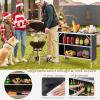 imageGoplus Folding Camping Table Aluminum Portable PopUp Bar Table with 2Tier Storage Shelves Removable Cloth Cover Foldable Camp Table for Picnic Tailgate Party Travel OutdoorBlack