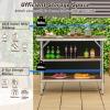 imageGoplus Folding Camping Table Aluminum Portable PopUp Bar Table with 2Tier Storage Shelves Removable Cloth Cover Foldable Camp Table for Picnic Tailgate Party Travel OutdoorGrey