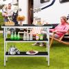 imageGoplus Folding Camping Table Aluminum Portable PopUp Bar Table with 2Tier Storage Shelves Removable Cloth Cover Foldable Camp Table for Picnic Tailgate Party Travel OutdoorBlack